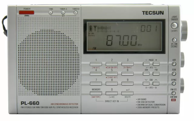 TECSUN PL660 PLL FM/Stereo MW LW SW SSB AIR Band SILVER COLOR 2