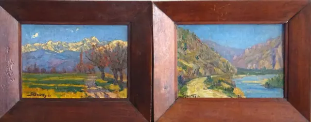 PEINTURES IMPRESSIONNISTES XXe-PAIRE DE PAYSAGES, ALPES & SAVOIE-SIGNÉ "BOUVIER"