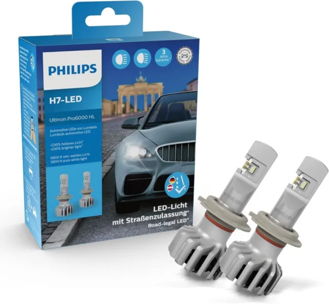 Philips Ultinon Pro6000 H7 LED 11972X2 Straßenzulassung mit  12V +230%