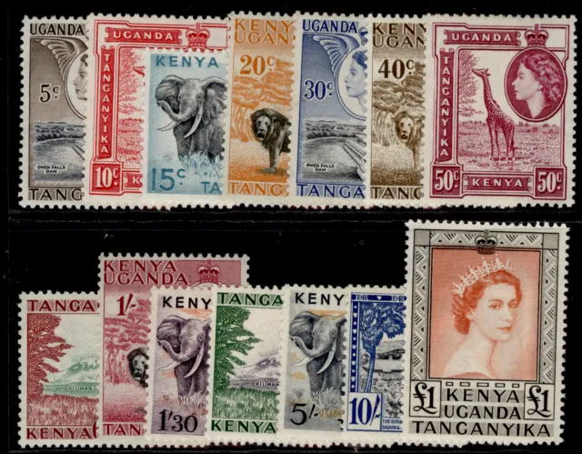 KENYA UGANDA TANGANYIKA QEII SG167-180, 1954-59 complete set, NH MINT. Cat £180.