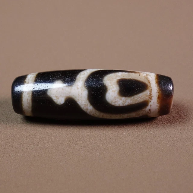 Ancient Tibetan DZI Beads Old Agate Double Treasure Bottle Amulet Pendant #10595