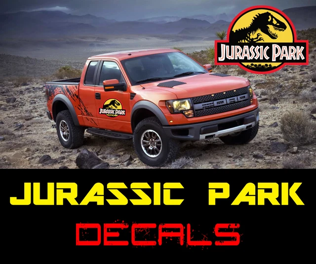 JURASSIC PARK LOGO Sticker Decal Car Movie Prop, TRex Raptor 4x4