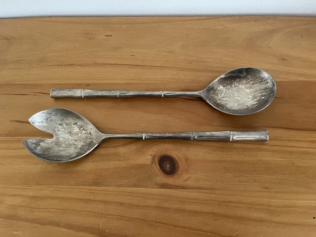 Ménagère à Salade WA Italy - Plaqué Argent Motif Bambou - Occasion