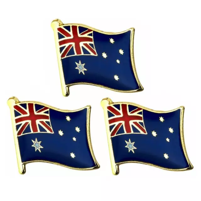 3 AUSTRALIAN FLAG PINS 0.5" Metal Lapel Pin Australia Hat Tie Tack AU Lot Set