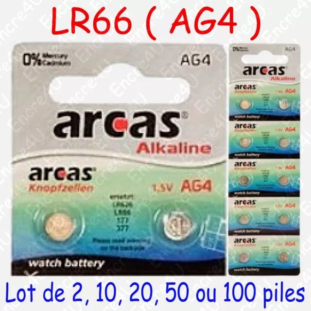 Pile Bouton LR Alcaline 1,5V : AG4 LR66 LR626 377 ( par 2, 10, 20, 50 ou 100 )