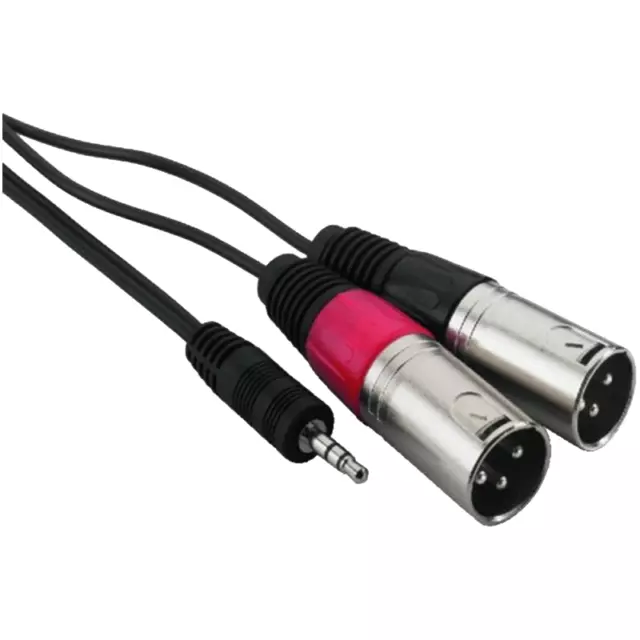 Câble 2 XLR Mâle 3 Broches vers Jack 3,5 Mâle STEREO Longueur 3 Métres