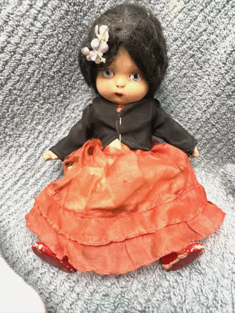 Antique Mexican Composition Doll Handmade 7 1/2”