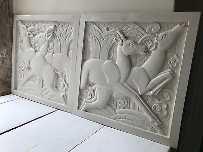 Pair of Art Deco Sculpted Plaques - 1x Right Hand & 1x Left Hand