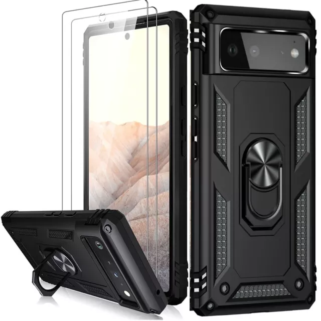 For Google Pixel 8 Pro / 7A / 6A Case Ring Shockproof Phone Cover + Screen Guard