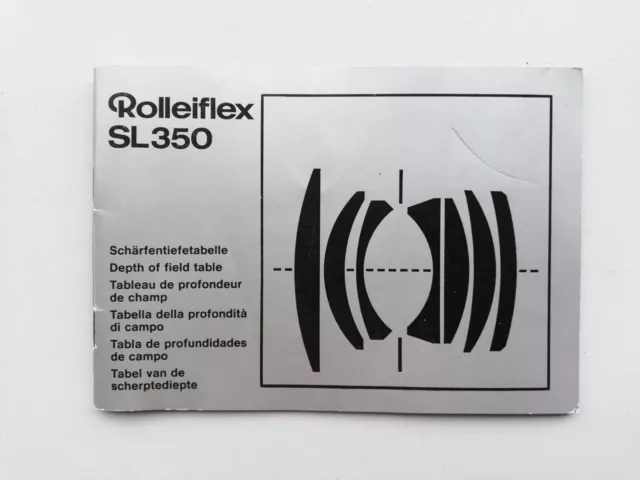 Rollei Schärfentiefetabelle Rolleiflex SL350