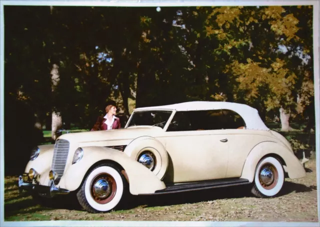 1937 Lincoln Victoria Convertible car print (yellow, white top)