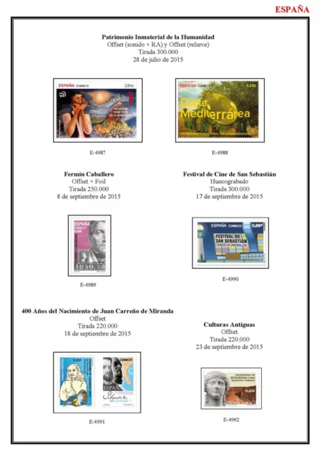 España Hojas De Album De Sellos Para Imprimir En A4 Periodo 1850-2023 Completo