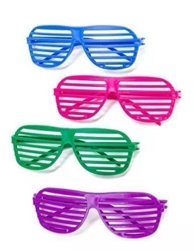 80S Neon Shutter Shades Glasses Retro Sunglasses Clubbing Night Out Party