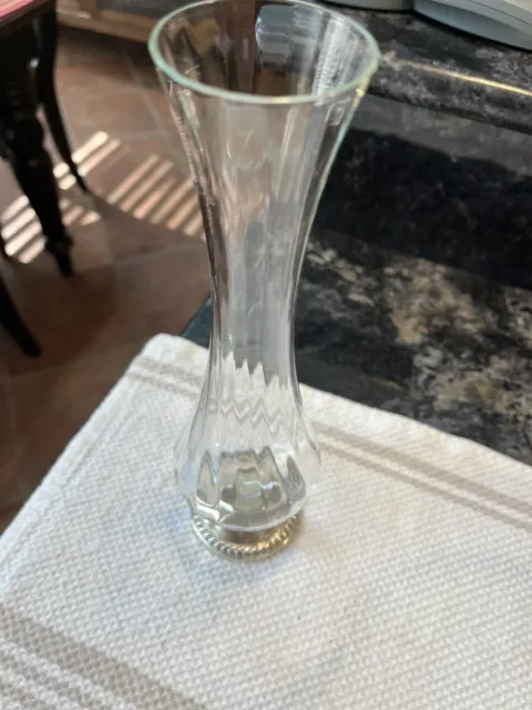 10"  Sterling Silver And Crystal Ribbed Bulbous Vase by DUCHIN CREATIONS