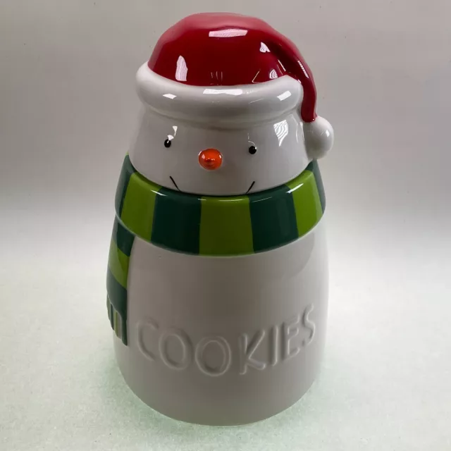 Hallmark Snowman Frosty Christmas Cookie Jar Santa Hat