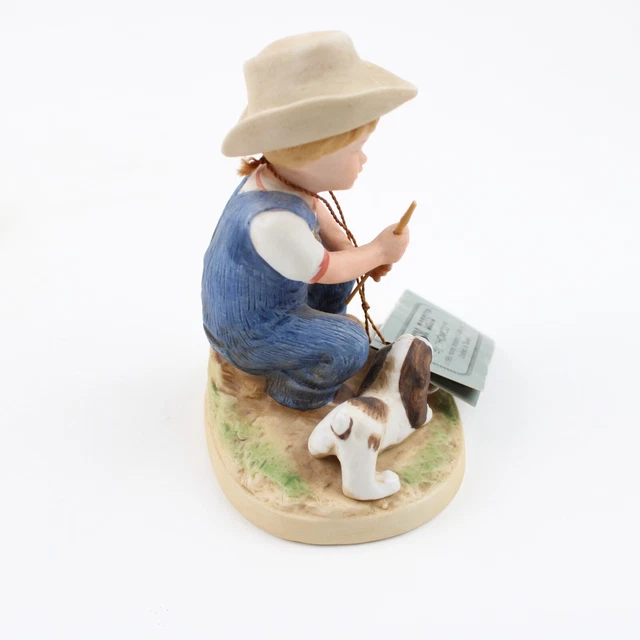 Vtg 1985 Denim Days #1504 Boy Feeding The Dog Home Interiors Porcelain By Homco 3