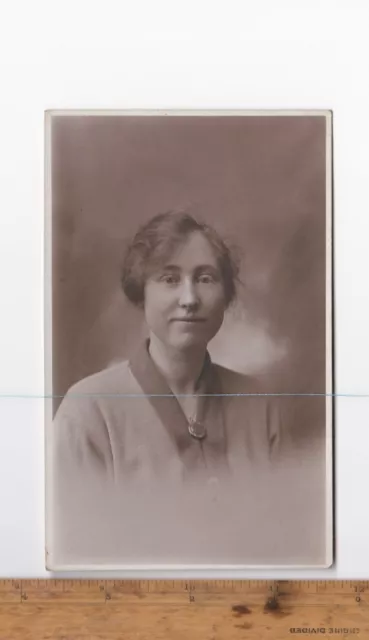 Vintage Photograph Woman Studio Portrait Hair Up Jewellery Southall