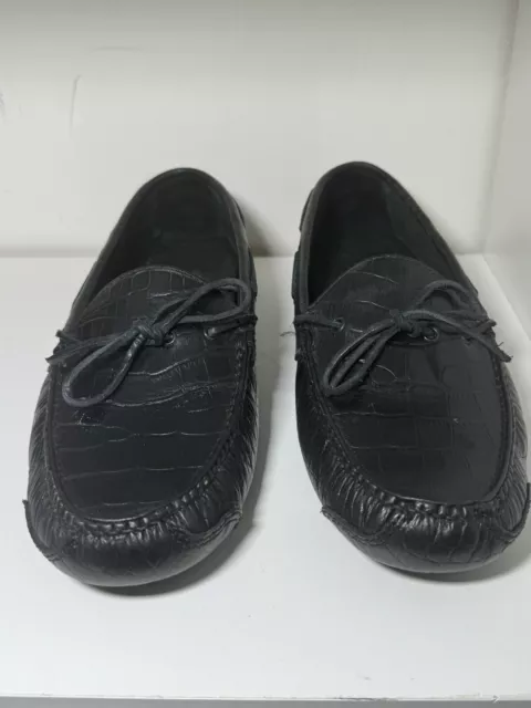 Cole Haan Men’s Gunnison Croc Slip-On Black Driving  Loafers Leather Size 10.5 D