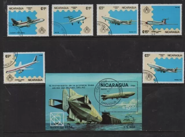 # NEW # Nicaragua Selection of 6 stamps/ 1 sheet featuring Aviation CTO full gum