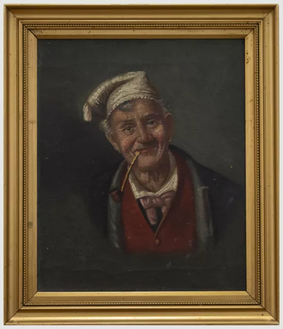 Italian School  Late 19th Century Oil - Man with a Pipe