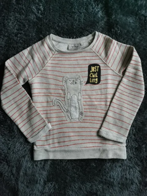 Girls Next Grey Cat Jumper Pullover Top Age 5 Years VGC