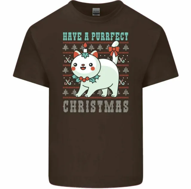 T-shirt natalizia Have a Perfect da uomo divertente gatto gatto regalo gattino animale domestico 3