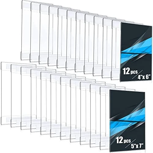 24 Pcs Acrylic Wall Sign Holder 5 x 7 and 4 x 6 Inch Clear Acrylic Plastic
