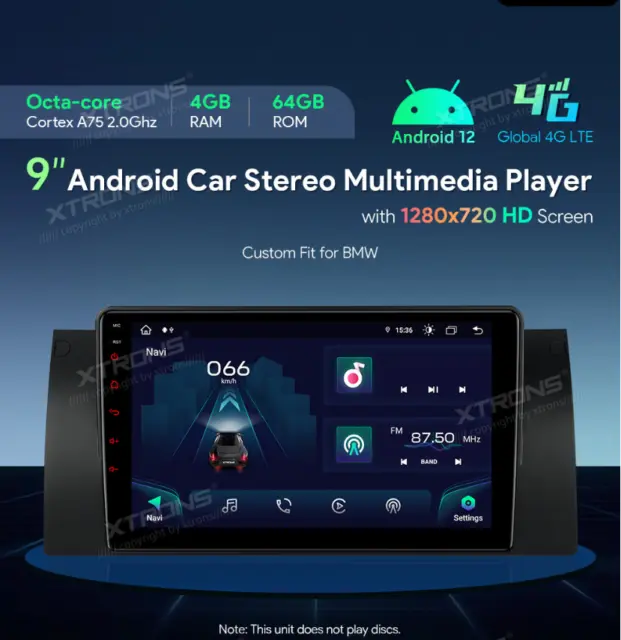 Car Radio GPS Android 12 BMW X5 E53 wi-Fi 4G Carplay Car USB XTRONS IAP9253BS
