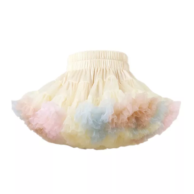 Bambini Gonna Tutù Soffice Ragazze Abiti per la Danza Lolita Chiffon Arcobaleno 3