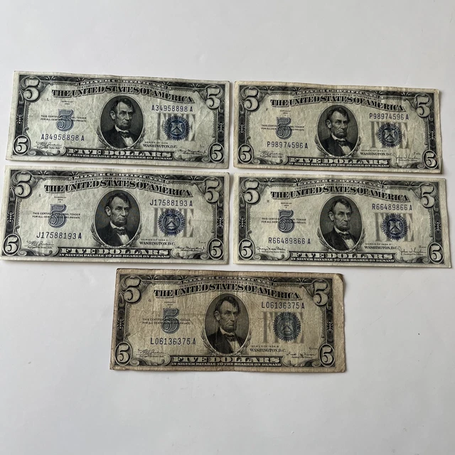 1934 Five Dollar Blue Seal Note Silver Certificate