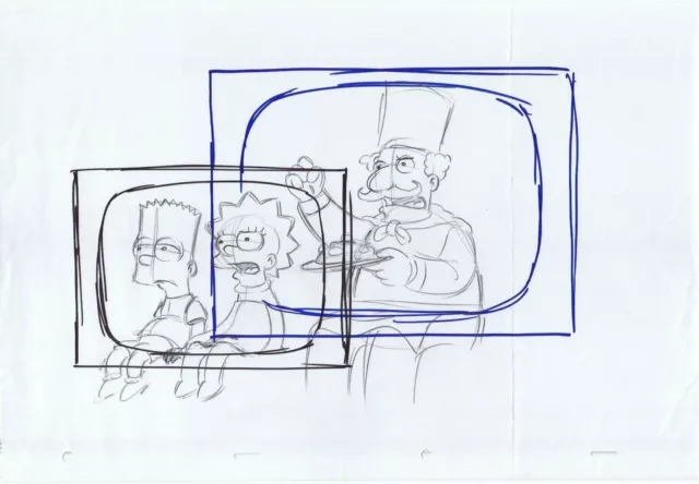 Simpsons Bart Lisa Luigi Risotto Original Art Animation Production Pencils Comp