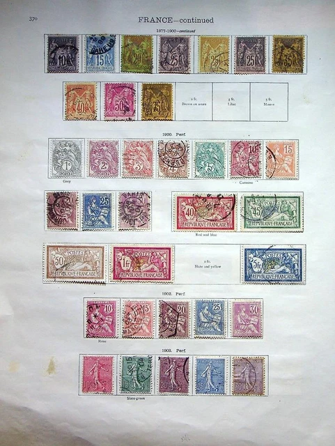 FRANCE: 1870-1903 Examples - Ex-Old Time Collection - 2 Sides Page (54919) 2