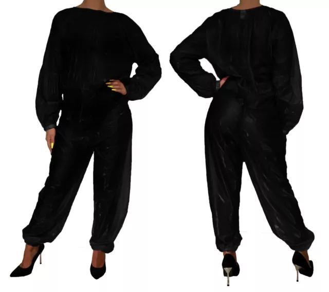 PVC Romper 20028 Overalls Romper Suit Sweatsuit Sauna Suit Black