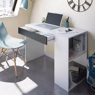 Mesa consola escritorio con cajón, mesa para despacho con estantería, Masster