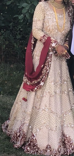 ASIAN WEDDING BRIDAL A Line Champagne Gold Dress Heavy Embroidery Red Dupatta 975.70 - PicClick UK ASIAN WEDDING BRIDAL A Line Champagne Gold Dress Heavy Embroidery Red Dupatta 975.70 - PicClick UK