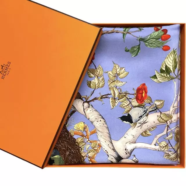 BLUE HERMES SILK Scarf Carré90 In The Forest Squirrel Bright Spring ...