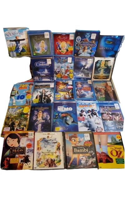 (27) Walt Disney Pixar Blu-ray DVD Movie Lot,  Fantasy Family Kids Pinocchio