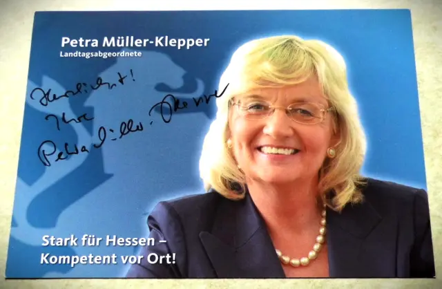 Petra Müller-Klepper - Deutsche Politikerin - Karte mit Original-Autogramm