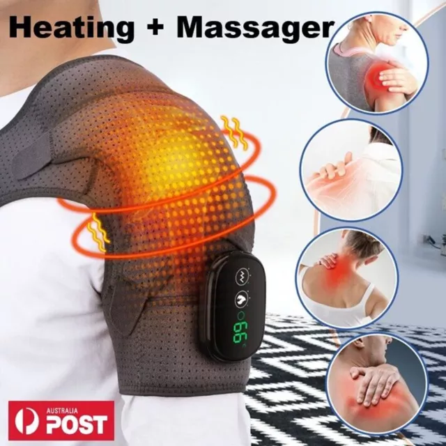 Heated Shoulder Brace Massage Rotator Cuff Support Rechargeable Compression Wrap