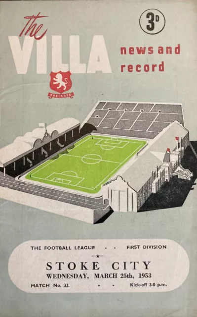 Aston Villa v Stoke City Div 1 1952/53