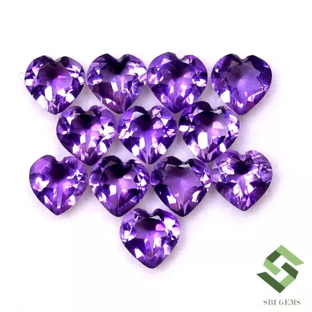 5x5 mm Natural Amethyst Heart Shape Cut Lot 12 Pcs 4.62 CTS Loose Gemstones