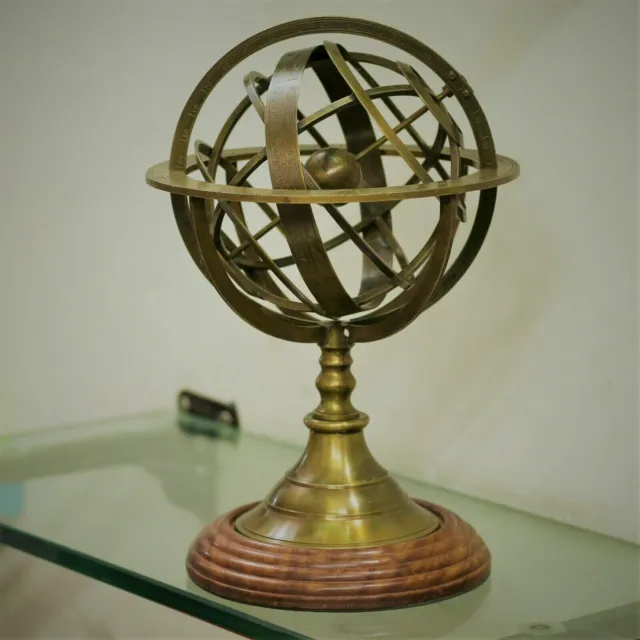 Esfera Armilar De Bronce Antiguo Muestra Del Zodiaco Astrolabo Del Globo...