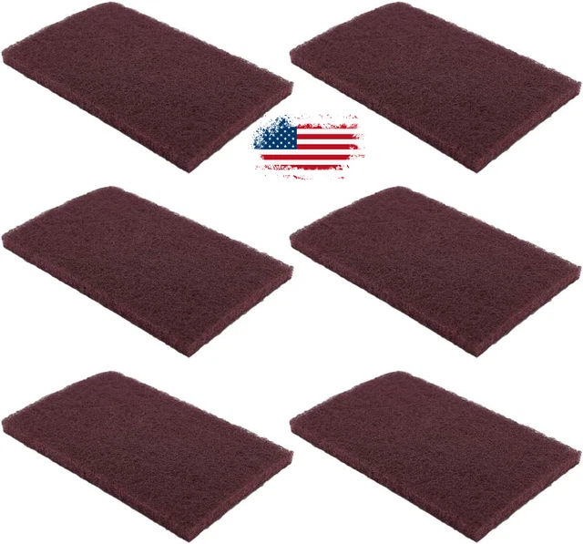 6Pcs 3M Scotch Brite 7447 Very Fine Grade General Hand 200 X 125Mm/8" X 5" Red