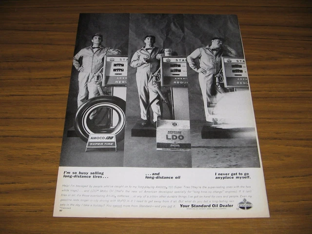 1963 Print Ad Standard Oil Service Station Gas Pumps & Attendant