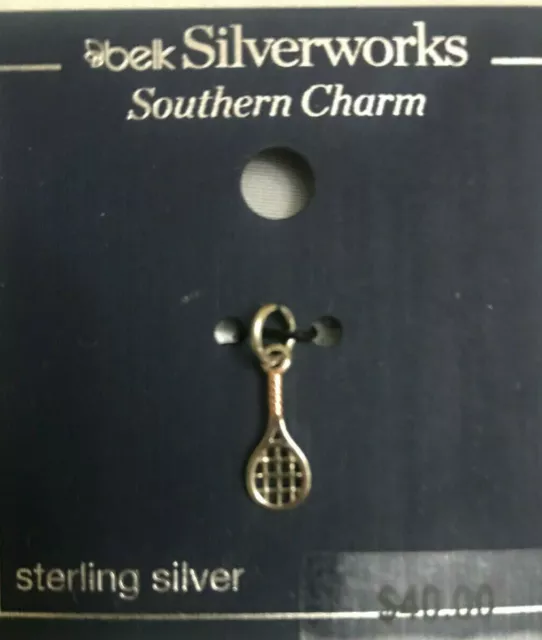 Tennis Racket Charm Belk Silverworks Sterling Silver 3/4 In Overall NEW