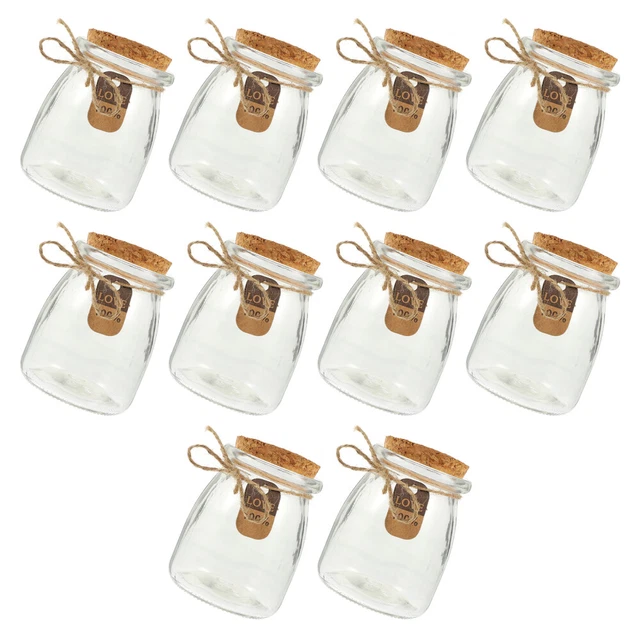 10 juegos de botellas de yogur de vidrio pudín botellas para servir contenido de alimentos