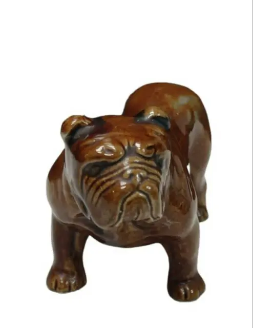 vintage Brown English Bulldog Large Figure  Retro Old World Charm Boy Dog Statue