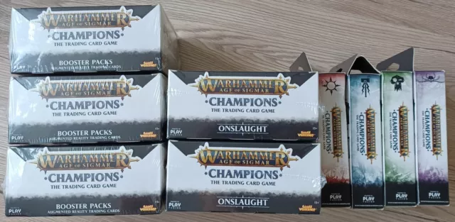 Warhammer Age of Sigmar Champions TCG LOT - 5x booster boxes & 4x starter decks