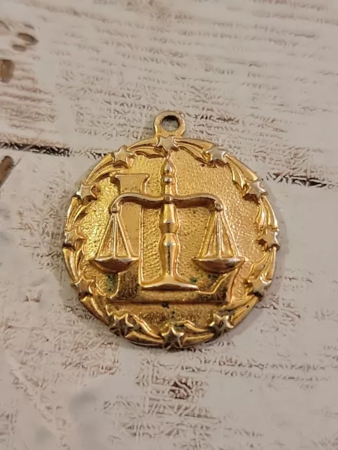 Gold tone LIBRA Zodiac Sign "Balanced Scale" Pendant