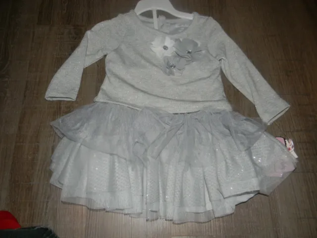 Girls Nannette Baby 2 Piece Sparkly Silver Dress Sizes 12 or 24 MONTHS-NWT!